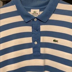 Lacoste Blue and White Striped Polo